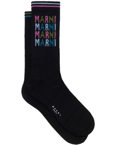 Marni Logo-intarsia Ankle Socks - Black