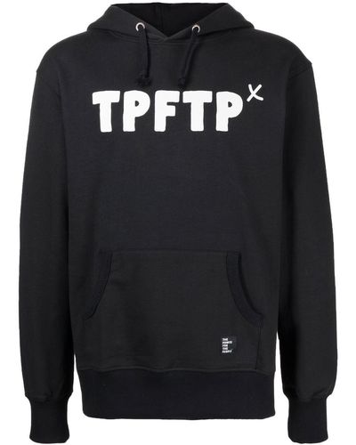 The Power for the People Logo Print Drawstring Hoodie - Black