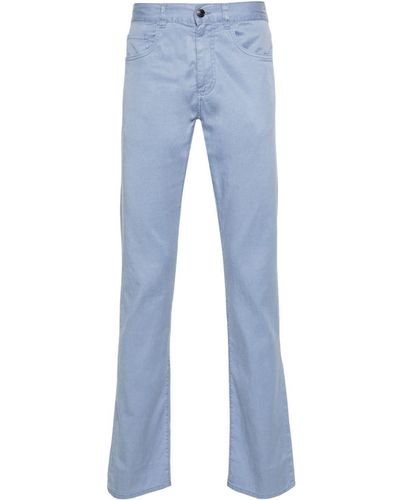 Canali Twill Lyocell-blend Trousers - Blue