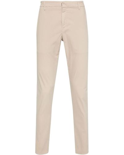 Dondup Logo-plaque Tapered Trousers - Natural