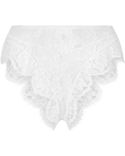 Dolce & Gabbana Floral-lace High-waisted Briefs - White