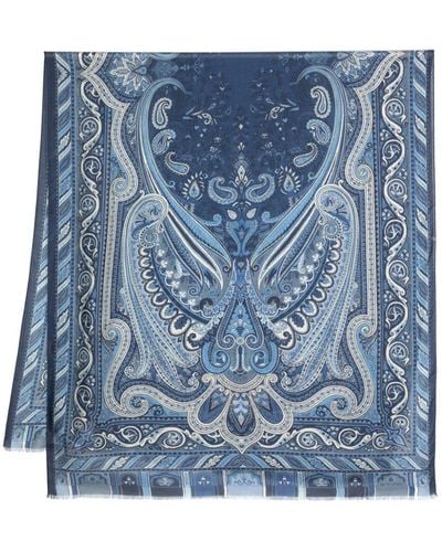 Etro バロックパターン スカーフ - ブルー