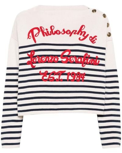 Philosophy Di Lorenzo Serafini Logo-embroidered Cropped Sweater - White