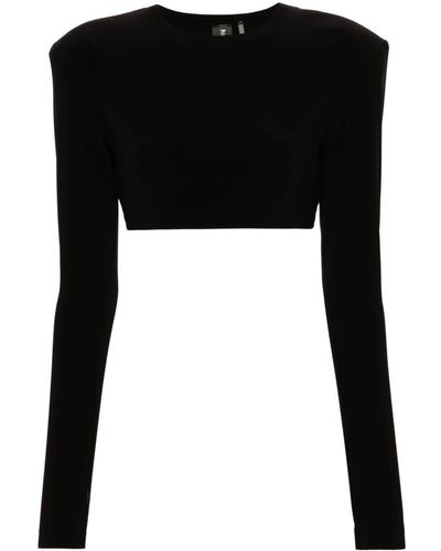 Norma Kamali Long-sleeve Crop Top - Black