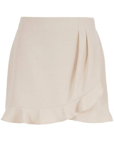 Armani Exchange Ruffle-detail High-waisted Mini Skirt - Natural