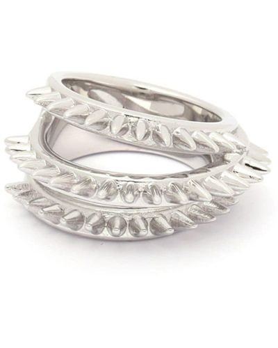 we11done Layered Spiked Ring - White