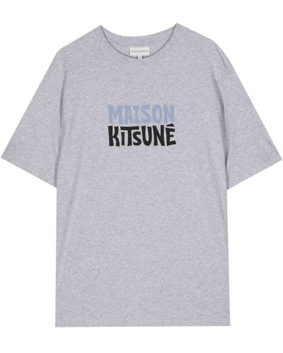 Maison Kitsuné Logo-print Cotton T-shirt - Grey