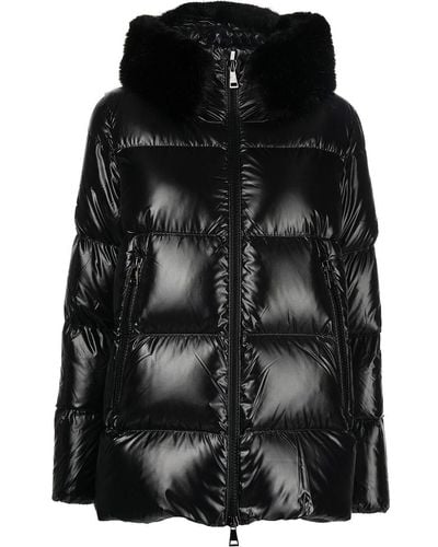 Moncler Faux-fur Trimmed Hooded Puffer Jacket - Black