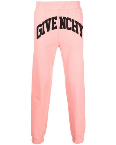 Givenchy Pantalon de jogging en coton à logo brodé - Rose