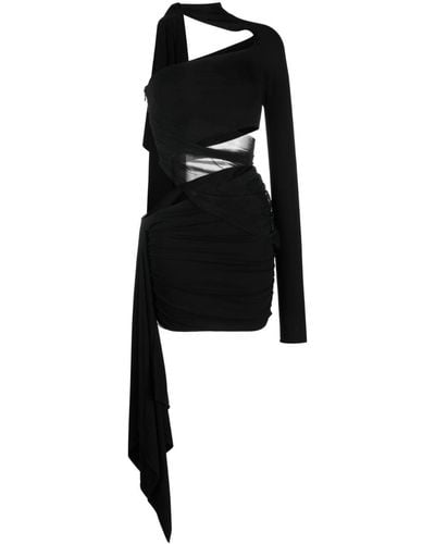 Mugler Asymmetric Cut-out Mini Dress - Black