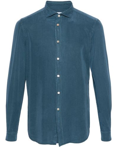 Boglioli Spread-collar Long-sleeve Shirt - Blue