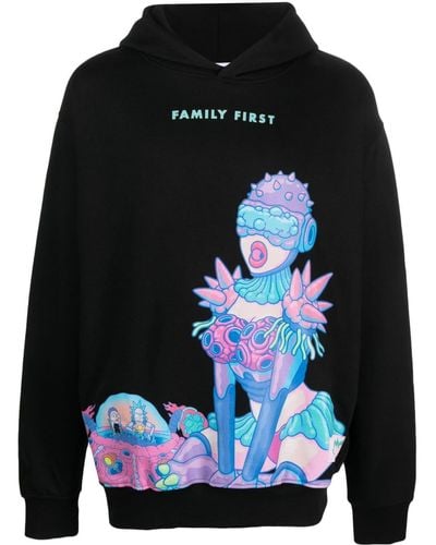 FAMILY FIRST X Rick And Morty Logo-print Hoodie - Black