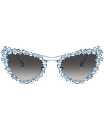 Swarovski Cat-Eye-Sonnenbrille mit Kristallen - Blau