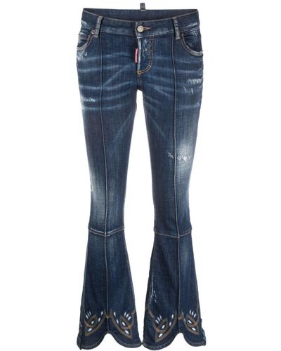 DSquared² Bead-detail Flared Jeans - Blue