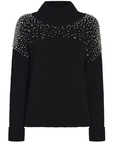 Cinq À Sept Rhinestone-embellished Merino Sweater - Black