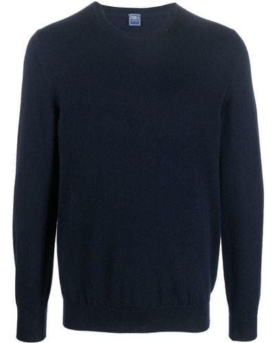 Fedeli Round-neck Fine-knit Jumper - Blue