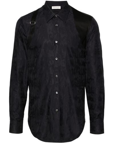 Alexander McQueen Decorative-buckle Cotton Shirt - Blue
