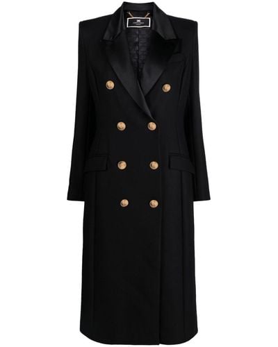 Elisabetta Franchi Double-breasted Tuxedo Coat - Black