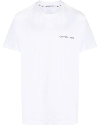 Calvin Klein T-shirt en coton à logo imprimé - Blanc