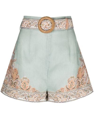 Zimmermann Devi Linen Shorts - Blue