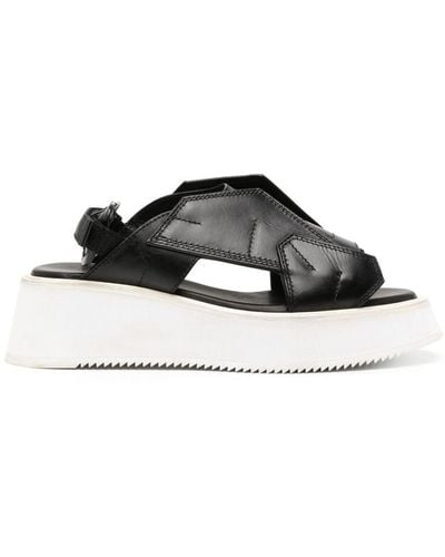 Julius Edge Cut-out Leather Sandals - Black