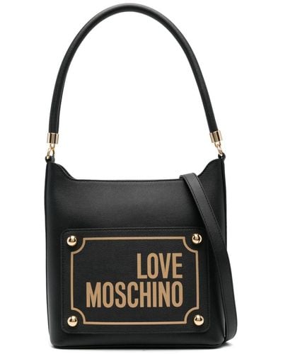 Love Moschino Sac porté épaule à logo imprimé - Noir