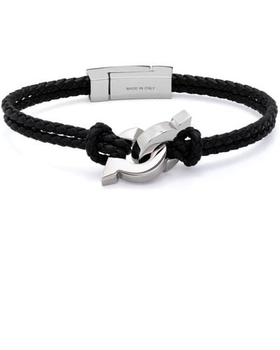 Ferragamo Interlock logo-plaque braided bracelet - Weiß