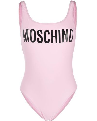 Moschino モスキーノ ロゴ スクープバック水着 - ピンク