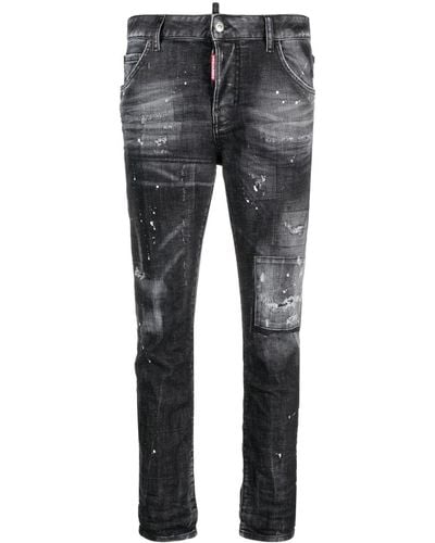 DSquared² Low-rise Distressed Skinny Jeans - Gray
