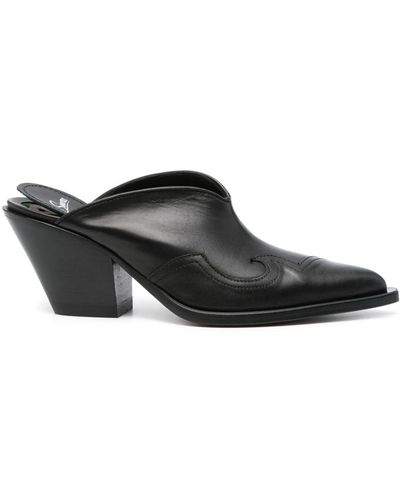 Sonora Boots Maya 60mm Leather Mules - Black