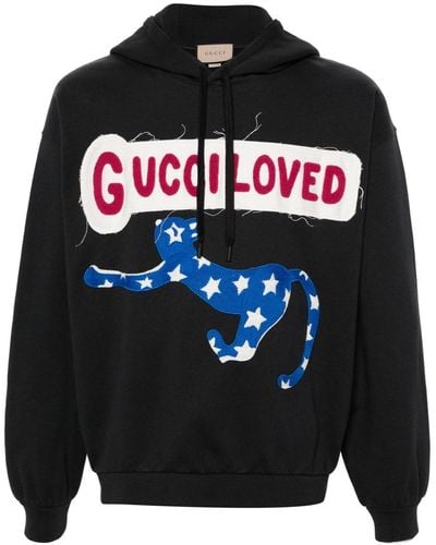 Gucci Sudadera con capucha y parche del logo - Negro
