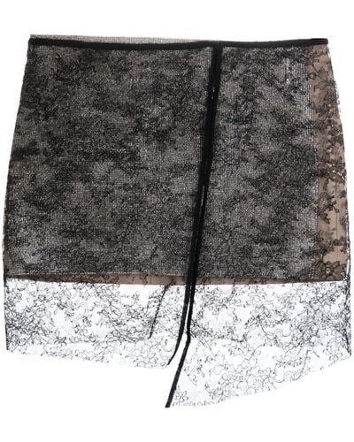 Nue Lace Overlay Asymmetric Skirt - Black