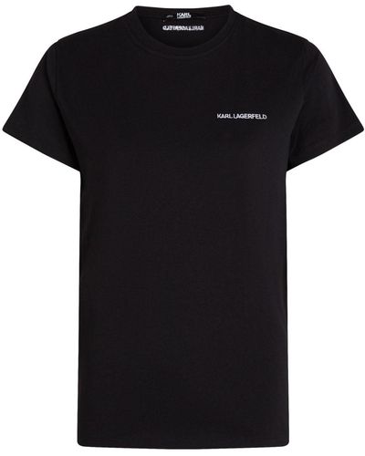 Karl Lagerfeld Logo-embroidered Organic-cotton T-shirt - Black