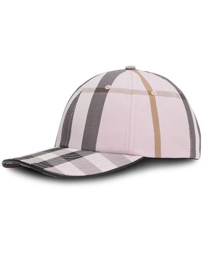 Burberry Checked Baseball Cap - Pink