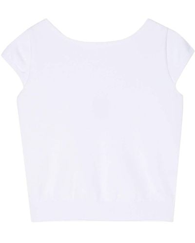 Juun.J Logo-appliqué Cropped T-shirt - White