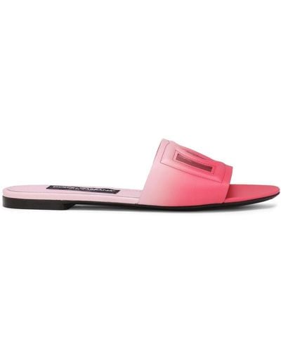 Dolce & Gabbana Dg Ombré Leather Slides - Pink