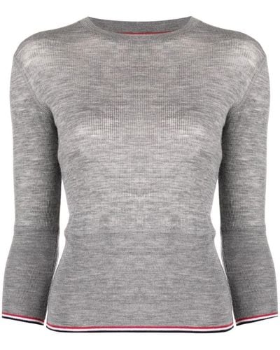 Thom Browne Stripe-trim Knit Sweater - Grey
