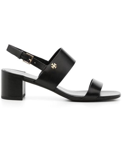 Tory Burch Double T 50mm Leather Sandals - Black