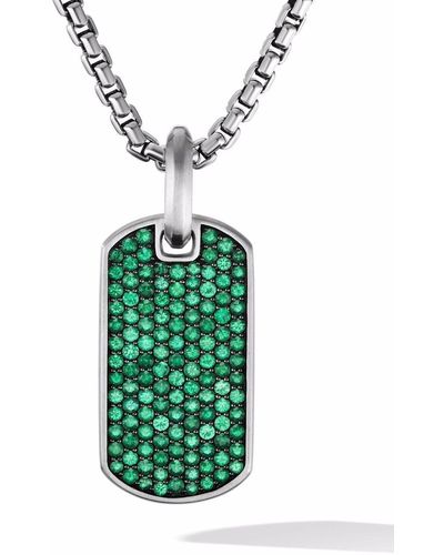 David Yurman Sterling Silver Emerald Necklace - Multicolour