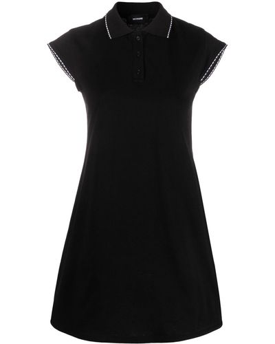 we11done Lace-trim Piqué Mini Dress - Black