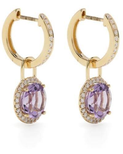 Kiki McDonough 18kt yellow gold Grace Mini diamond and amethyst earrings - Blanco