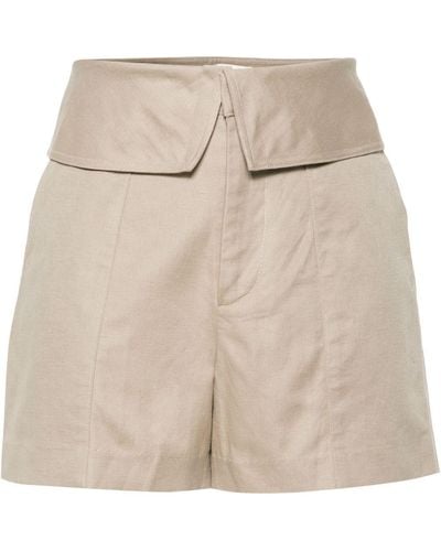 FRAME Folded-waist Shorts - Natural