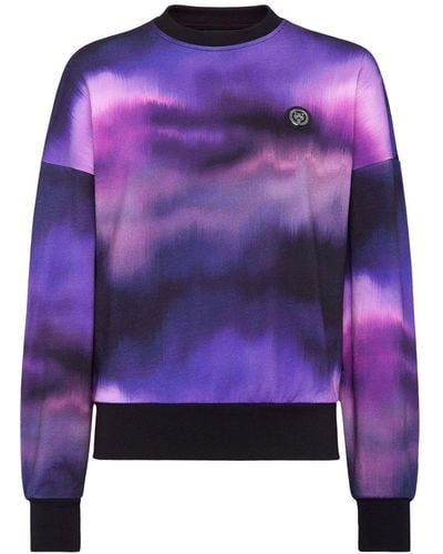 Philipp Plein Tie-dye Print Logo-patch Sweatshirt - Purple
