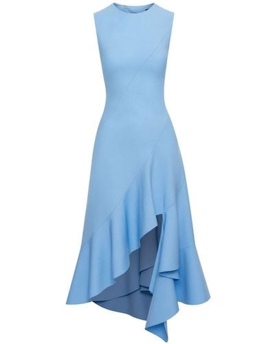 Oscar de la Renta Asymmetric-hem Midi Dress - Blue