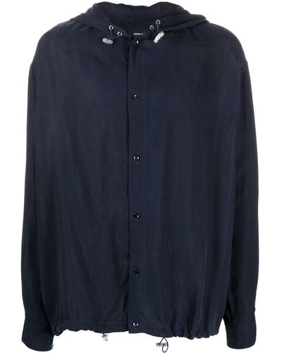 Giorgio Armani Drawstring-hem Hooded Jacket - Blue