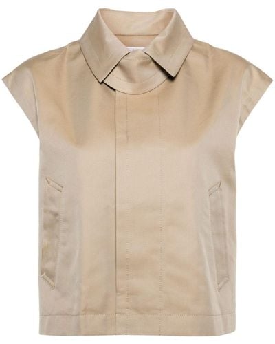Sacai Pleated Cropped Blouse - Natural