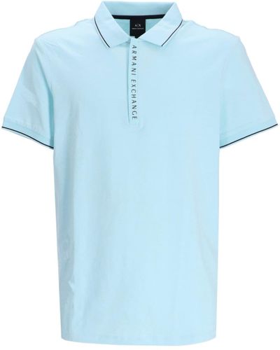 Armani Exchange Logo-print Cotton Polo Shirt - Blue