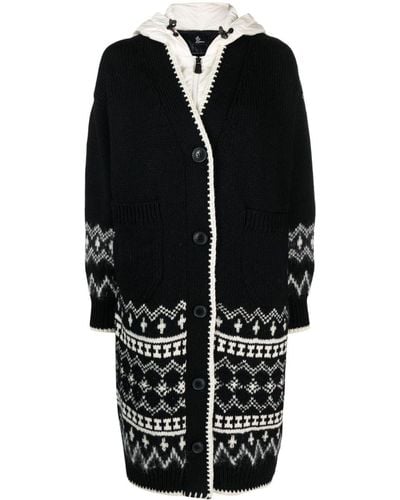 3 MONCLER GRENOBLE Layered Fair-isle Cardi-coat - Black