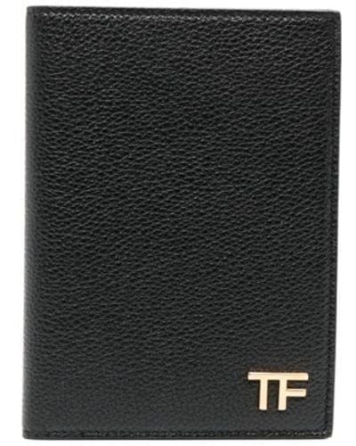 Tom Ford Portefeuille en cuir à plaque logo - Blanc
