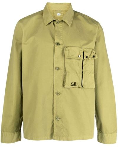 C.P. Company Logo-embroidered Chest-pocket Shirt - Green